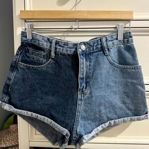 Cute double blue denim shorts